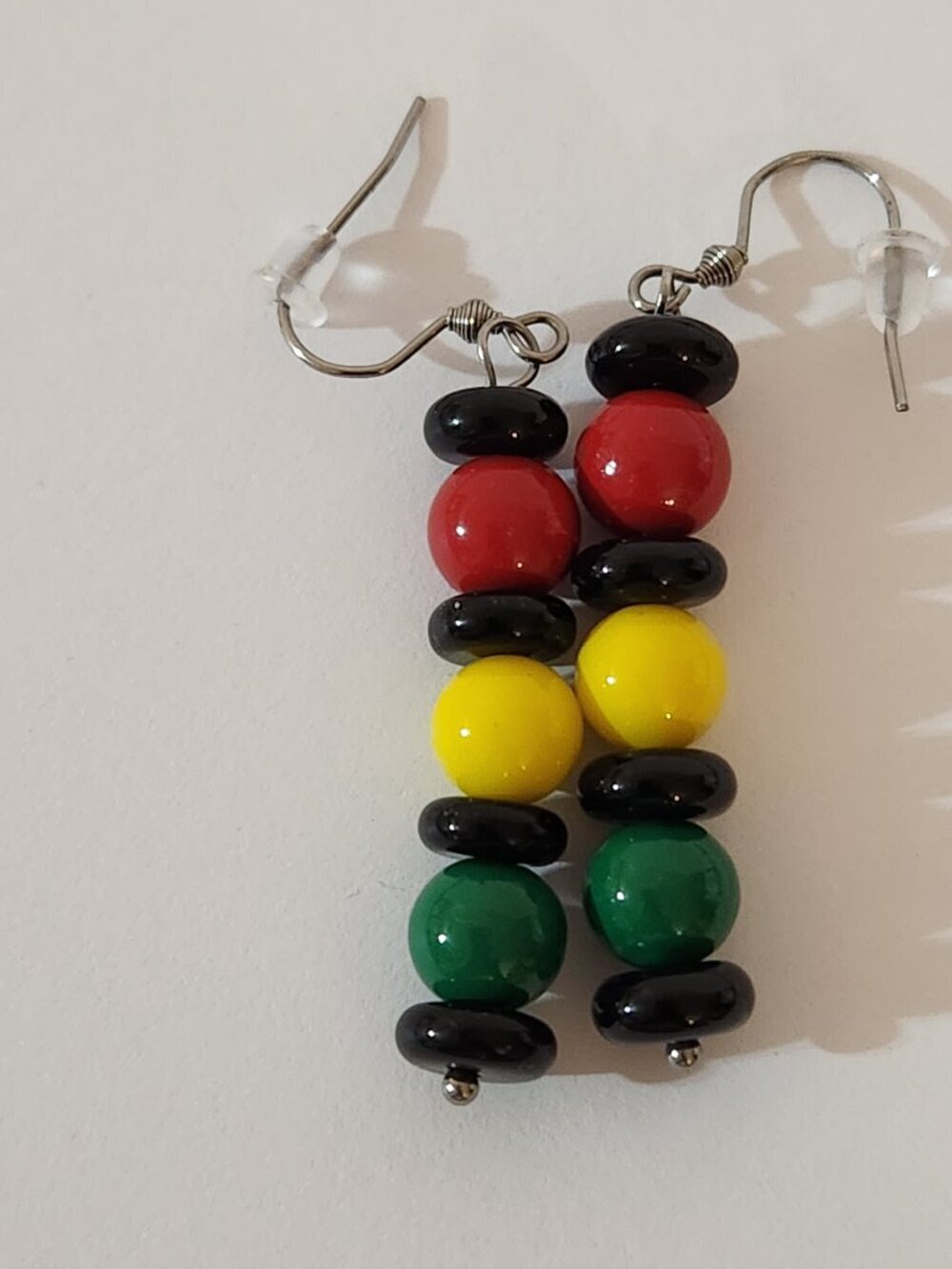 Hand Crafted Necklace and Earrings Set Juneteenth Red Yellow Green Black - Picture 4 of 7